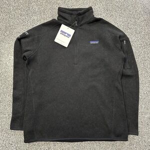 Patagonia Better Sweater 1/2 Zip Pullover Womens L Black Tokyo Marine Logo